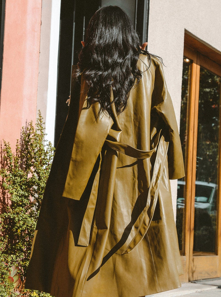 Olive You More Slick Trench Coat Clothing m-usefashion 