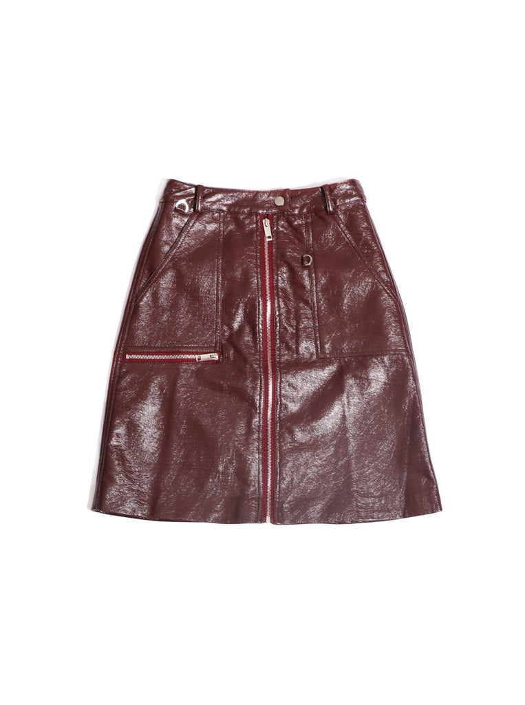 Bordeaux Faux Leather Zip Up Pencil Skirt Clothing m-usefashion S Burgundy 