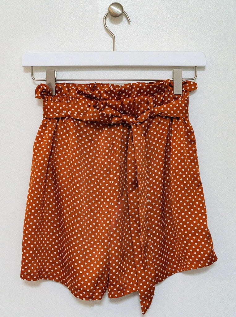 Cloth Patterned Cinch Waist Shorts Clothing m-usefashion 