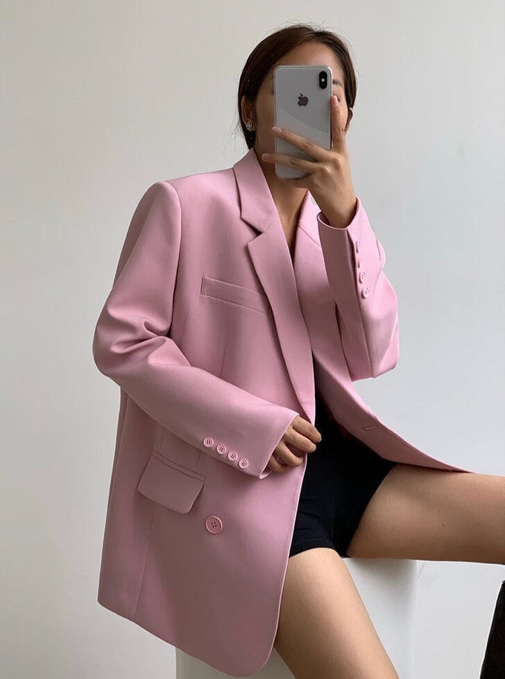 Boyfriend Blazer in Pink Clothing MUSE FASHION 