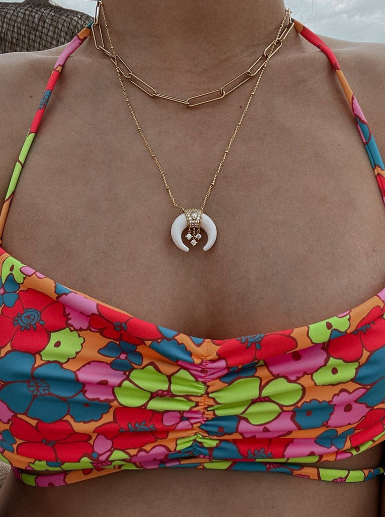 Half Moon Celestial Pendant Necklace Jewelry M•USE Fashion 
