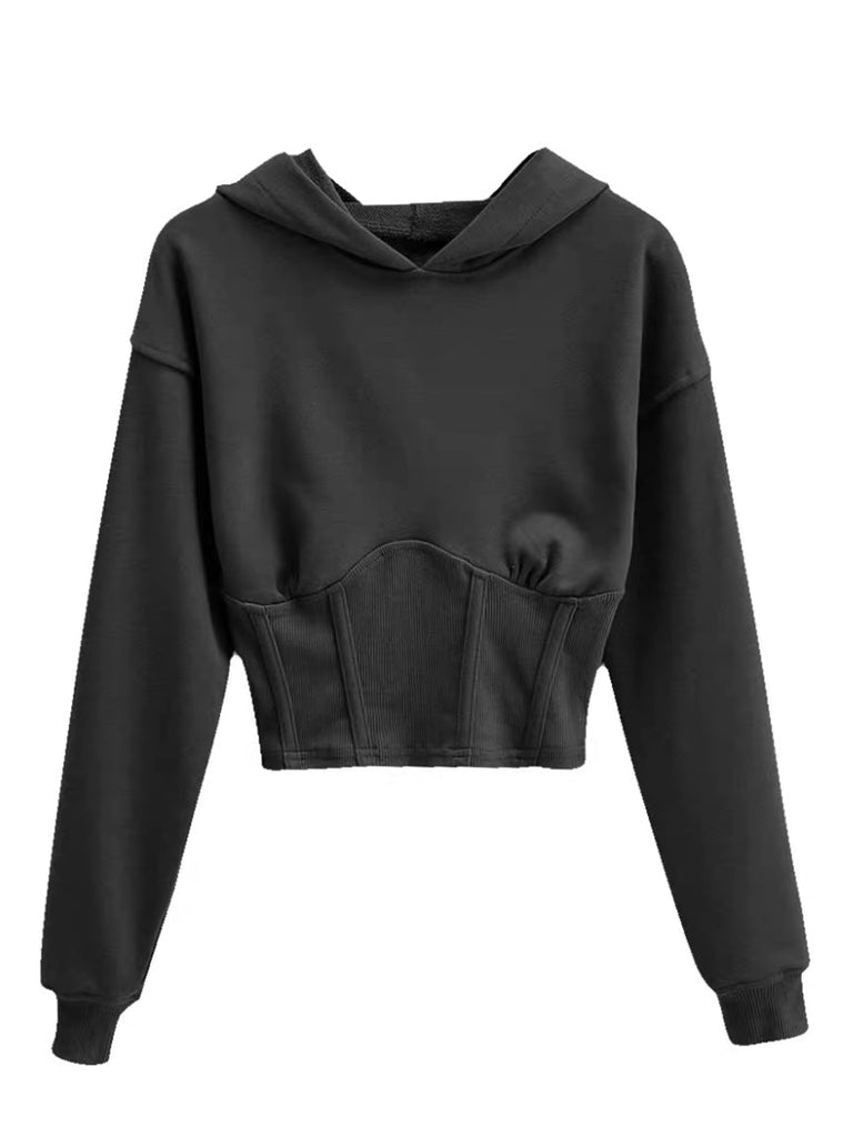 Noelle Cropped Hoodie Clothing M•USE Fashion S Black 