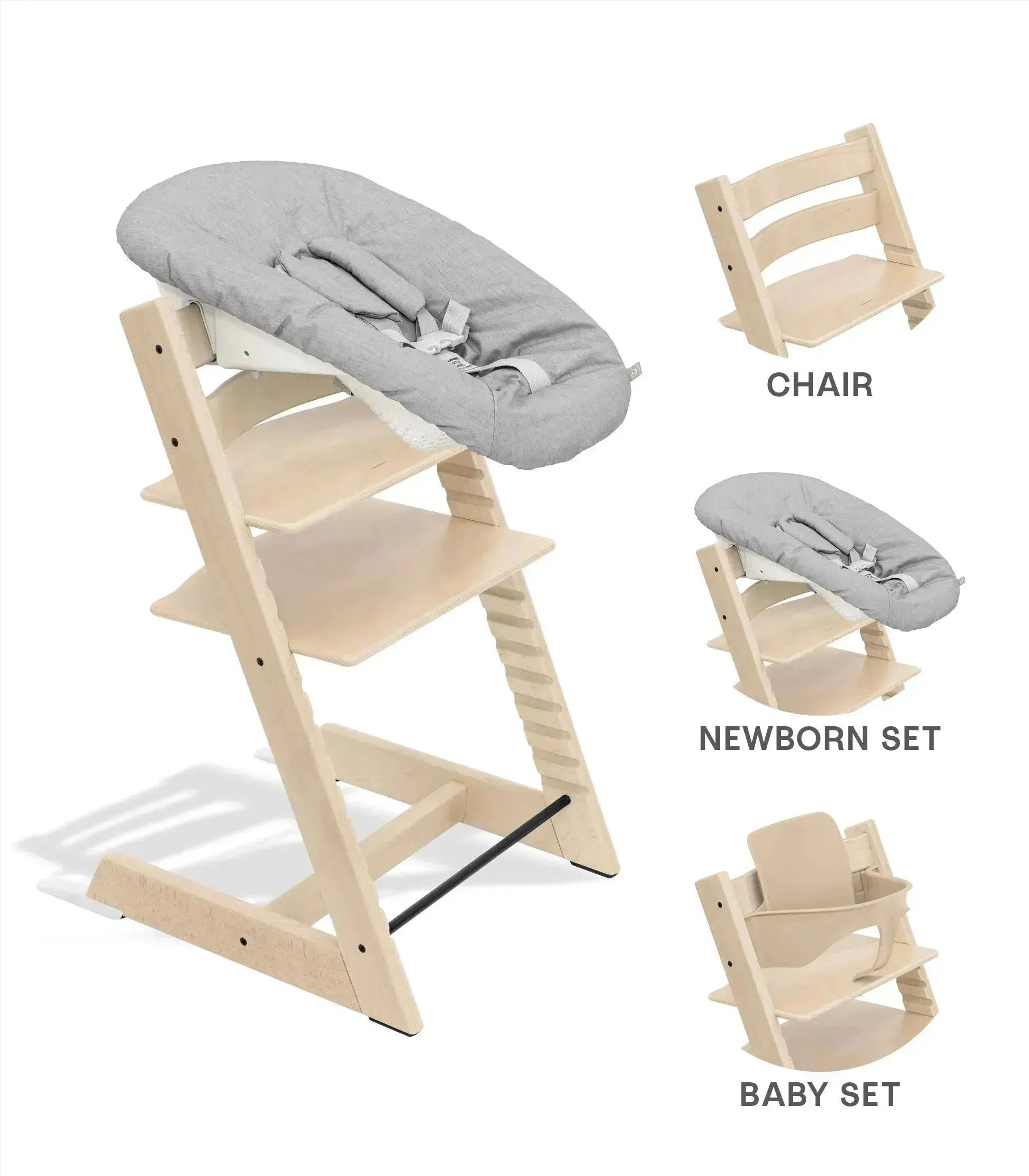 Tripp Trapp High Chair Bundle with Tripp Trapp Newborn Set in Oak Wood