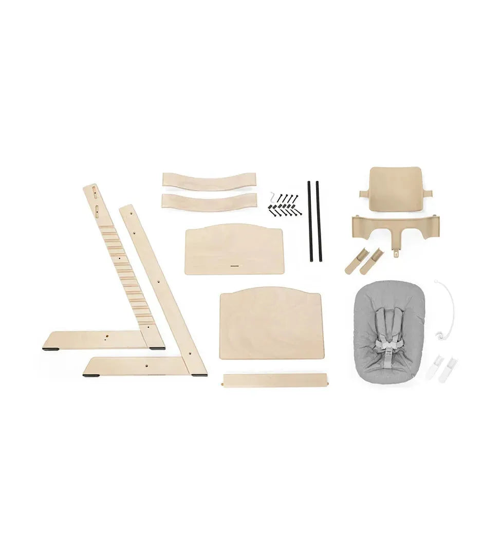 Tripp Trapp High Chair Bundle with Tripp Trapp Newborn Set in Oak Wood