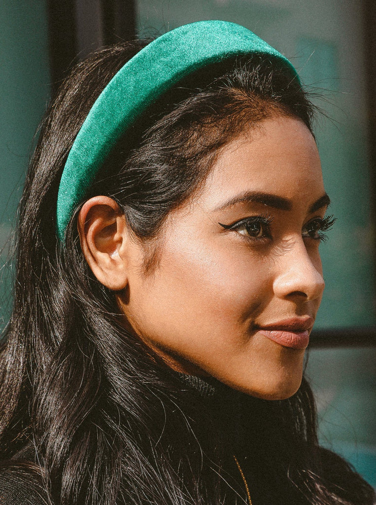 Mari Bold Headband in Velvet Accessories m-usefashion Green 