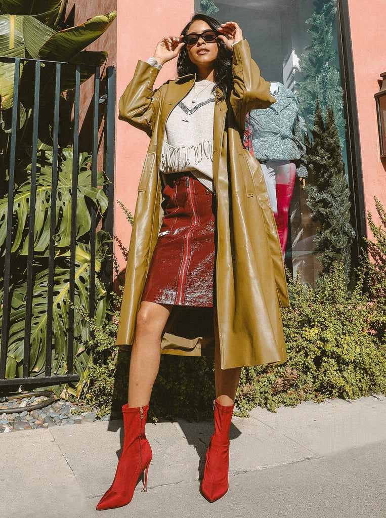 Olive You More Slick Trench Coat Clothing m-usefashion 