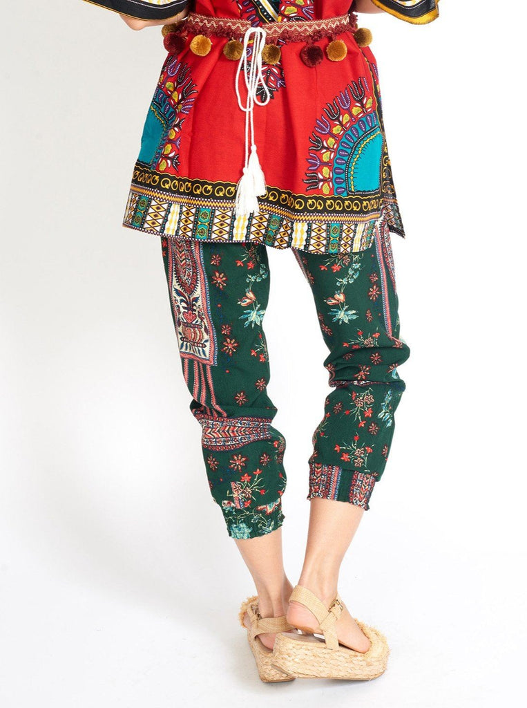 Boho Yoga Hippie Green Print Pants Clothing m-usefashion 