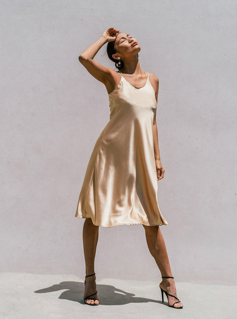 Satin Slip Dress for Women - Rounded Neckline Shop Online Women's Florida Minimal Satin Slip Dress | MUSE Fashion | MUSE  FASHION