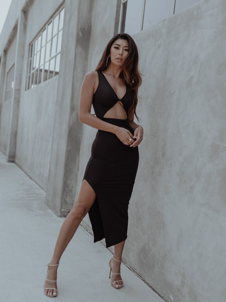 Milan Cut-out Black Dress Clothing M•USE Fashion 