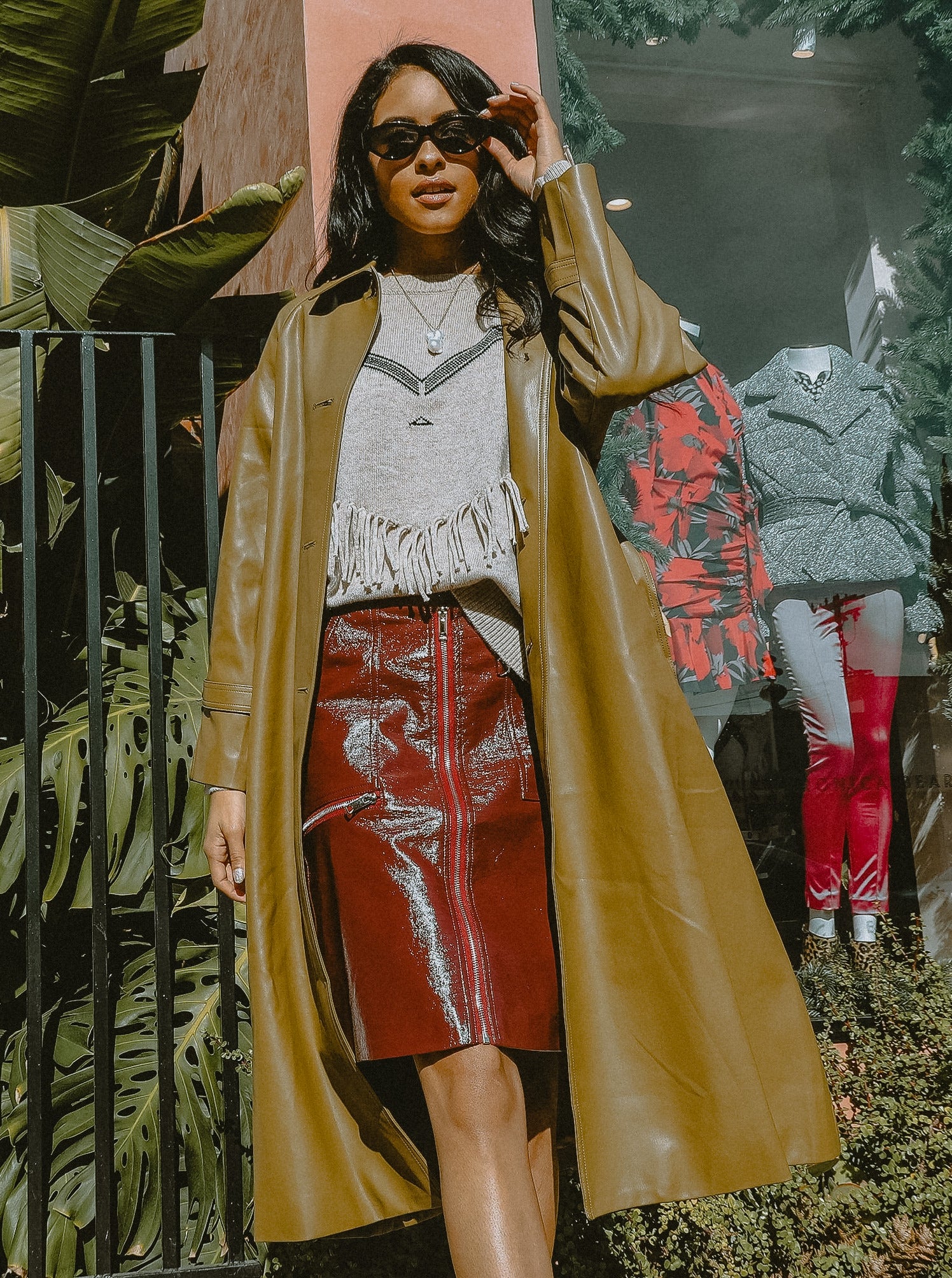 【COLOR iN ID】Brick leather midi skirt Altuzarra Varda Leather Circle Midi-Skirt | Saks Fifth Avenue