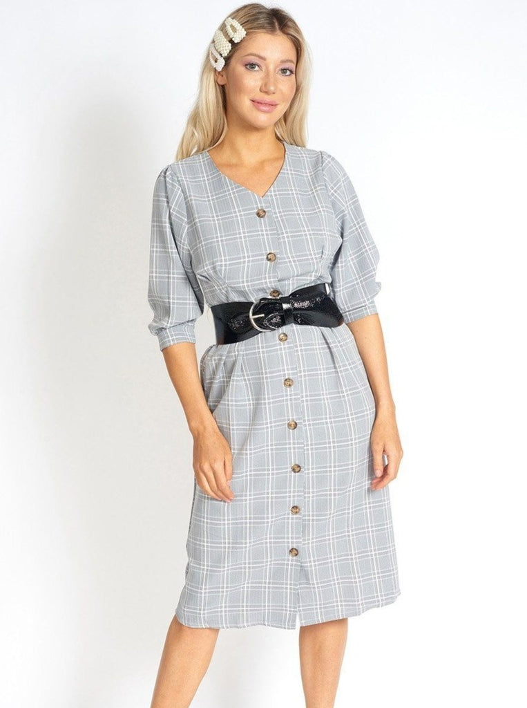 Too Cute for Office Modest Plaid Dress Clothing m-usefashion 